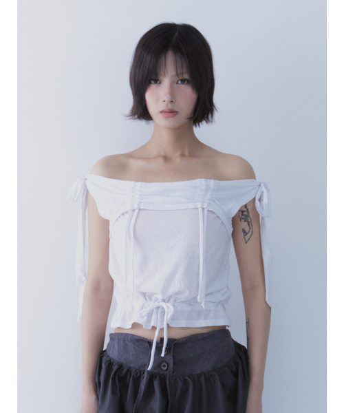 SETSETSET（セットセットセット）の「RABBIT SHIRRING T-SHIRT WHITE（Tシャツ/カットソー・レディース・その他・ONE SIZE）」の12枚目の写真