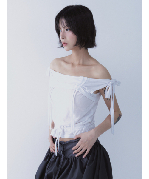 SETSETSET（セットセットセット）の「RABBIT SHIRRING T-SHIRT WHITE（Tシャツ/カットソー・レディース・その他・ONE SIZE）」の6枚目の写真