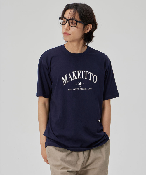 MAKEITTO（メイキット）の「[PAINTING LETTERING]CREW NECK TEE_NAVY（Tシャツ/カットソー・メンズ・その他・L/M/XL/XXL）」の2枚目の写真
