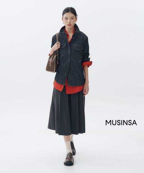 MUSINSA STANDARD WOMAN（ムシンサスタンダードウーマン）の「ウィメンズデニムウエスタンシャツ[ディープインディゴ]（シャツ/ブラウス・レディース・その他・MEDIUM/LARGE/X-SMALL/SMALL）」の2枚目の写真