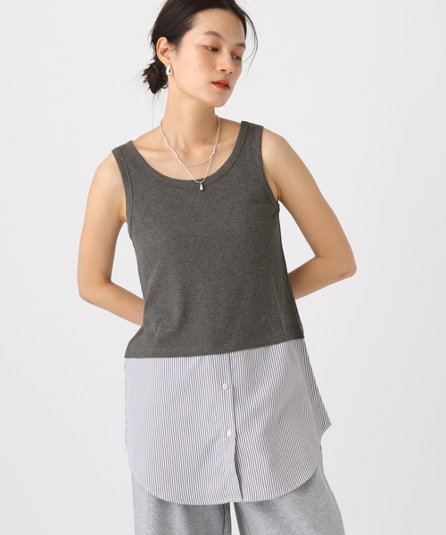 Elura（エルーラ）の「レイヤードアソートタンク/656426（タンクトップ・レディース・グレー/ブラウン/ホワイト×ホワイト/ホワイト×ブルー・FREE）」の3枚目の写真