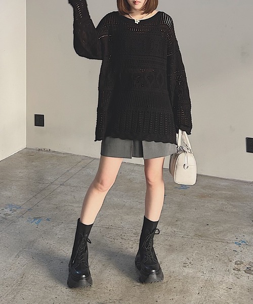 PAGEBOY（ページボーイ）の「クロシェライクニットプルオーバー（ニット/セーター・レディース・オフホワイト/ブルー/ブラック・FREE）」の14枚目の写真