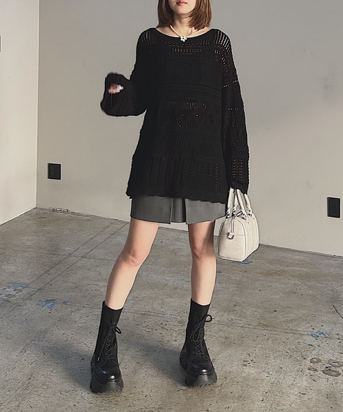 PAGEBOY（ページボーイ）の「クロシェライクニットプルオーバー（ニット/セーター・レディース・オフホワイト/ブルー/ブラック・FREE）」の16枚目の写真