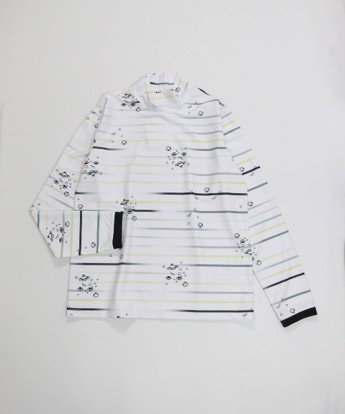 Picone CLUB(ピッコーネクラブ)の「マルチボーダー総柄プルオーバー(Tシャツ/カットソー・レディース・ブルー/グレー/オレンジ・9号/11号/13号)」の2枚目の写真