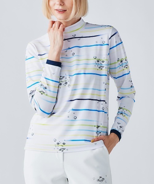 Picone CLUB(ピッコーネクラブ)の「マルチボーダー総柄プルオーバー(Tシャツ/カットソー・レディース・ブルー/グレー/オレンジ・9号/11号/13号)」の10枚目の写真