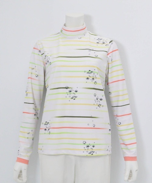 Picone CLUB(ピッコーネクラブ)の「マルチボーダー総柄プルオーバー(Tシャツ/カットソー・レディース・ブルー/グレー/オレンジ・9号/11号/13号)」の4枚目の写真