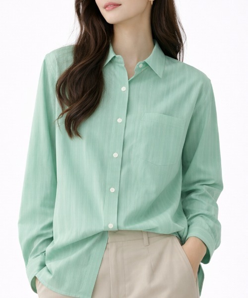 ROUGH TRADE（ラフトレード）の「刺繍シアー 長袖レギュラーカラーシャツ(M1)（シャツ/ブラウス・メンズ・ホワイト/ミント/ブラック・MEDIUM/LARGE/X-LARGE）」の3枚目の写真