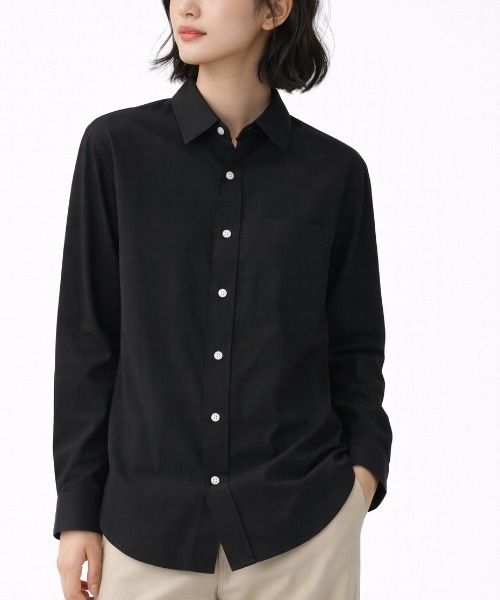 ROUGH TRADE（ラフトレード）の「刺繍シアー 長袖レギュラーカラーシャツ(M1)（シャツ/ブラウス・メンズ・ホワイト/ミント/ブラック・MEDIUM/LARGE/X-LARGE）」の2枚目の写真