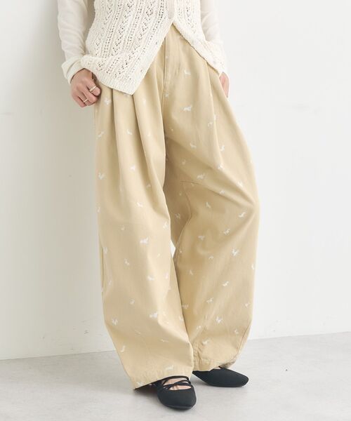 セール】フラワー刺繍ツイルカーブパンツ（その他パンツ）｜earth