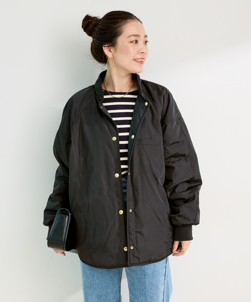 B.C STOCK（ベーセーストック）の「《追加3》ウォッシャブル / キルティングリバーシブルブルゾン（ブルゾン・レディース・アイボリー/カーキ/ブラック・FREE）」の13枚目の写真