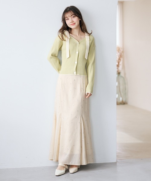 31 Sons de mode（トランテアン　ソン　ドゥ　モード）の「2026春夏新作 刺繍マーメイドスカート（スカート・レディース・モカ/イエロー/アイボリー・M/S）」の3枚目の写真