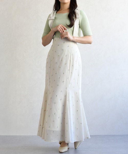 31 Sons de mode（トランテアン　ソン　ドゥ　モード）の「2026春夏新作 刺繍マーメイドスカート（スカート・レディース・モカ/イエロー/アイボリー・M/S）」の6枚目の写真