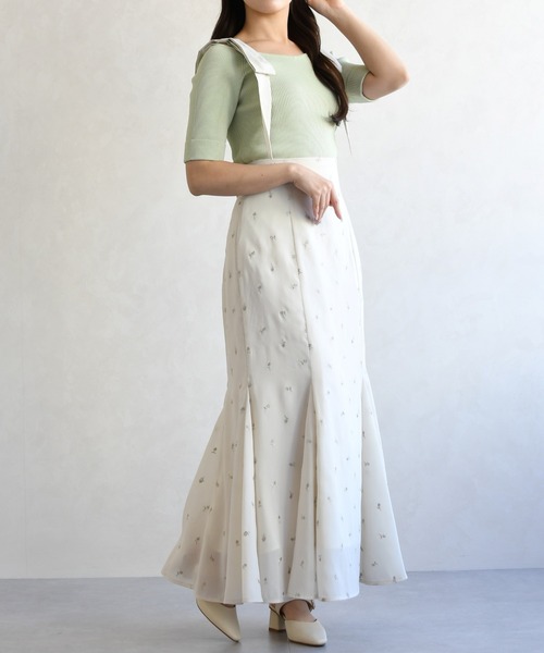 31 Sons de mode（トランテアン　ソン　ドゥ　モード）の「2026春夏新作 刺繍マーメイドスカート（スカート・レディース・モカ/イエロー/アイボリー・M/S）」の7枚目の写真