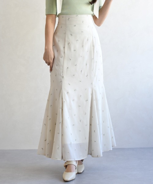 31 Sons de mode（トランテアン　ソン　ドゥ　モード）の「2026春夏新作 刺繍マーメイドスカート（スカート・レディース・モカ/イエロー/アイボリー・M/S）」の5枚目の写真