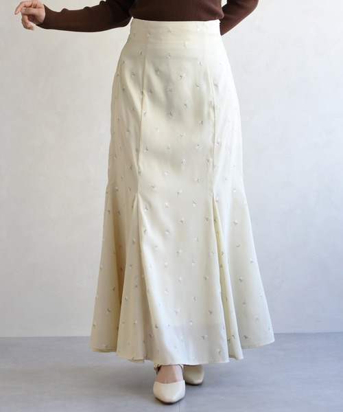 31 Sons de mode（トランテアン　ソン　ドゥ　モード）の「2026春夏新作 刺繍マーメイドスカート（スカート・レディース・モカ/イエロー/アイボリー・M/S）」の8枚目の写真