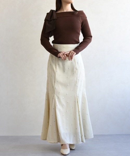 31 Sons de mode（トランテアン　ソン　ドゥ　モード）の「2026春夏新作 刺繍マーメイドスカート（スカート・レディース・モカ/イエロー/アイボリー・M/S）」の10枚目の写真