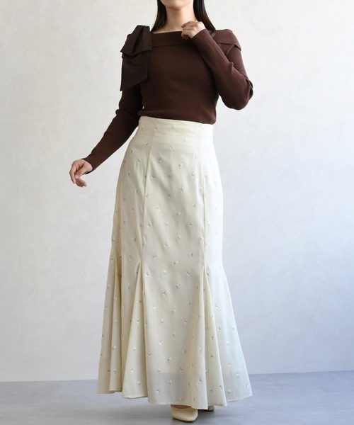 31 Sons de mode（トランテアン　ソン　ドゥ　モード）の「2026春夏新作 刺繍マーメイドスカート（スカート・レディース・モカ/イエロー/アイボリー・M/S）」の11枚目の写真