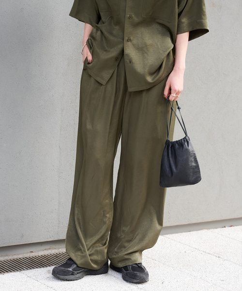 OUTDOOR PRODUCTS(アウトドアプロダクツ)の「ヴィンテージサテンタンブラーイージーパンツ(スラックス・レディース・カーキ/ネイビー・36/38)」の9枚目の写真