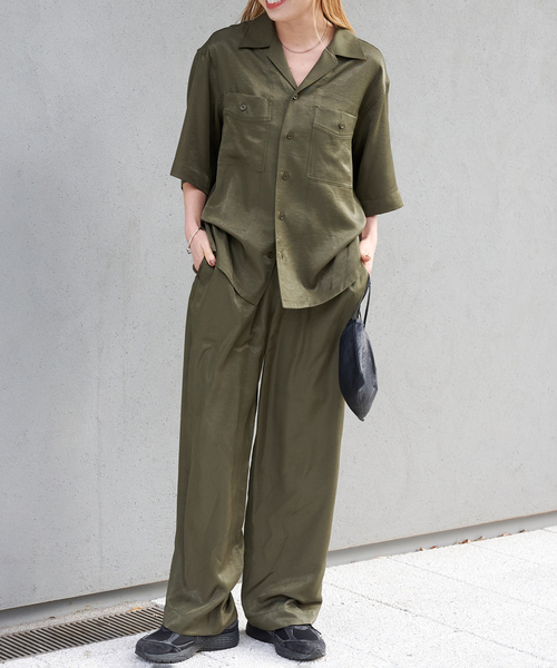 OUTDOOR PRODUCTS(アウトドアプロダクツ)の「ヴィンテージサテンタンブラーイージーパンツ(スラックス・レディース・カーキ/ネイビー・36/38)」の15枚目の写真