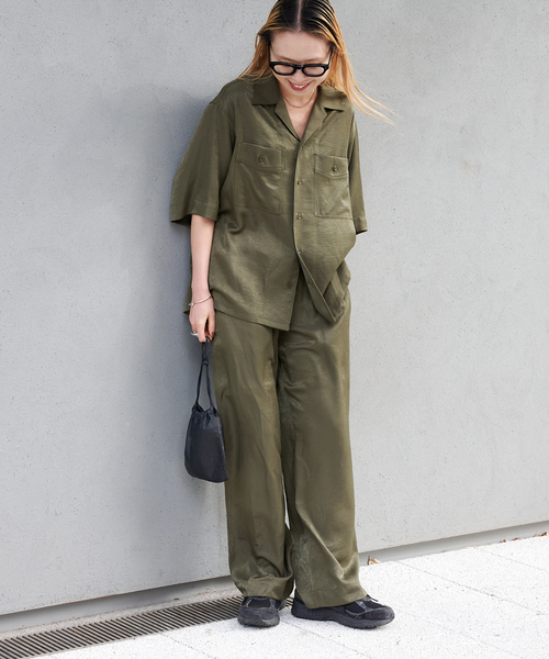 OUTDOOR PRODUCTS(アウトドアプロダクツ)の「ヴィンテージサテンタンブラーイージーパンツ(スラックス・レディース・カーキ/ネイビー・36/38)」の20枚目の写真