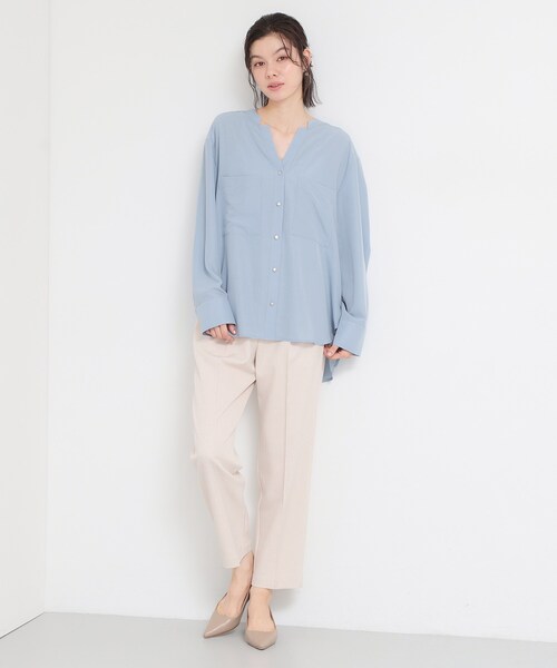 THE SHOP TK （ザ ショップ ティーケー ）の「【刻みネックですっきり見え】Wポケット金ボタンシャツ（シャツ/ブラウス・レディース・ピンク系/スミクロ/アイボリー/ライトブルー・12/14/13）」の15枚目の写真