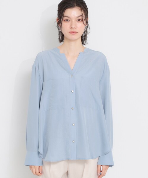 THE SHOP TK （ザ ショップ ティーケー ）の「【刻みネックですっきり見え】Wポケット金ボタンシャツ（シャツ/ブラウス・レディース・ピンク系/スミクロ/アイボリー/ライトブルー・12/14/13）」の17枚目の写真