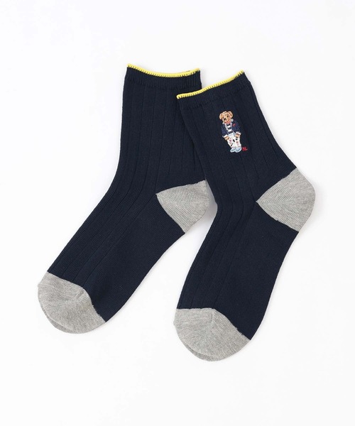 POLO RALPH LAUREN（ポロ ラルフ ローレン）の「POLO RALPH LAUREN オーガニックコットン混 NAUTICAL BEAR ショートソックス 03207239（ソックス/靴下・レディース・ライトグレー/ホワイト/レッド/ネイビー・23-25cm）」の4枚目の写真
