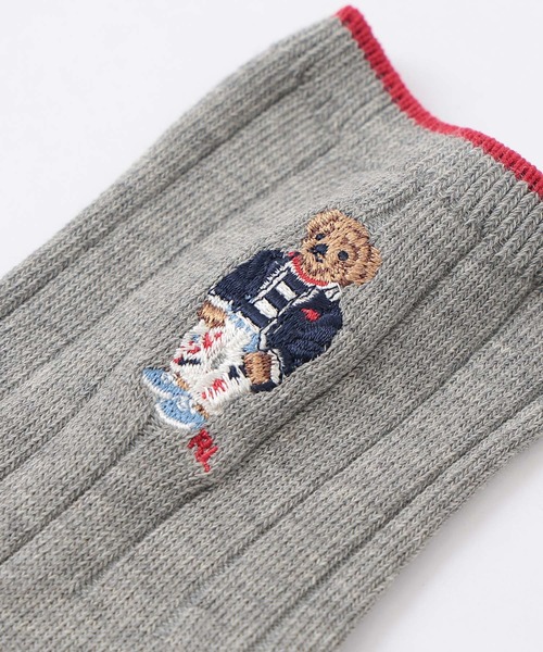 POLO RALPH LAUREN（ポロ ラルフ ローレン）の「POLO RALPH LAUREN オーガニックコットン混 NAUTICAL BEAR ショートソックス 03207239（ソックス/靴下・レディース・ライトグレー/ホワイト/レッド/ネイビー・23-25cm）」の5枚目の写真