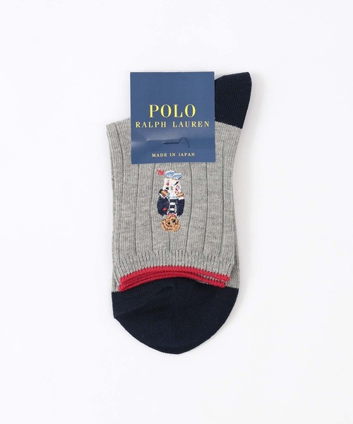 POLO RALPH LAUREN（ポロ ラルフ ローレン）の「POLO RALPH LAUREN オーガニックコットン混 NAUTICAL BEAR ショートソックス 03207239（ソックス/靴下・レディース・ライトグレー/ホワイト/レッド/ネイビー・23-25cm）」の8枚目の写真