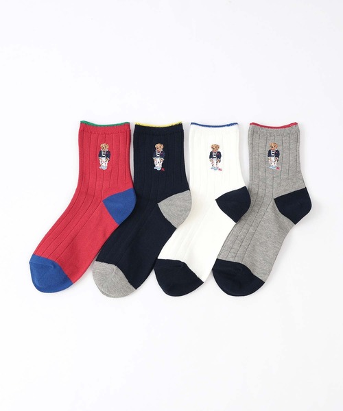 POLO RALPH LAUREN（ポロ ラルフ ローレン）の「POLO RALPH LAUREN オーガニックコットン混 NAUTICAL BEAR ショートソックス 03207239（ソックス/靴下・レディース・ライトグレー/ホワイト/レッド/ネイビー・23-25cm）」の9枚目の写真