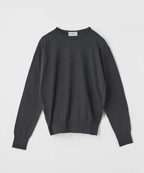 JOHN SMEDLEY(ジョンスメドレー)の「クルーネック長袖コットンニットプルオーバー(ニット/セーター・レディース・ブラック・S)」の1枚目の写真