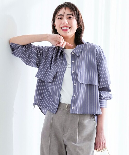 ANY SIS(エニィスィス)の「クロップドヨークハオリ シャツ(シャツ/ブラウス・レディース・スカイブルー系1/ホワイト系1/ライラック系1・MEDIUM)」の2枚目の写真