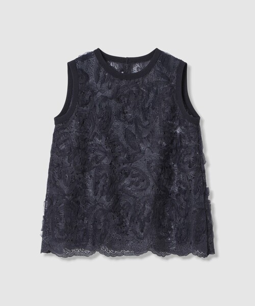 ANAYI（アナイ）の「チュールコードレース プルオーバー（ニット/セーター・レディース・ホワイト/ネイビー・36/38）」の2枚目の写真