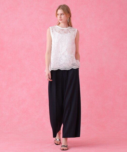 ANAYI（アナイ）の「チュールコードレース プルオーバー（ニット/セーター・レディース・ホワイト/ネイビー・36/38）」の5枚目の写真