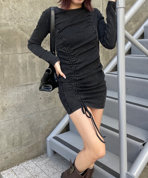 ROGER AND RAW（ロジャーアンドロウ）の「リブシャーリングミニワンピース（ワンピース・レディース・ブラック/ベージュ・FREE）」の19枚目の写真