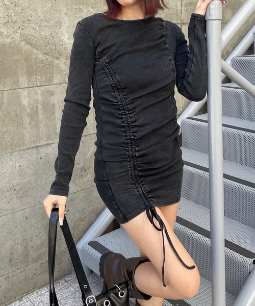 ROGER AND RAW（ロジャーアンドロウ）の「リブシャーリングミニワンピース（ワンピース・レディース・ブラック/ベージュ・FREE）」の18枚目の写真