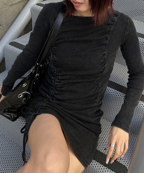 ROGER AND RAW（ロジャーアンドロウ）の「リブシャーリングミニワンピース（ワンピース・レディース・ブラック/ベージュ・FREE）」の17枚目の写真