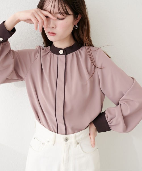natural couture(ナチュラルクチュール)の「ニュアンスデザイン釦配色ブラウス(シャツ/ブラウス・レディース・ピンク系その他/オフホワイト/ネイビー/ベージュ・FREE)」の21枚目の写真