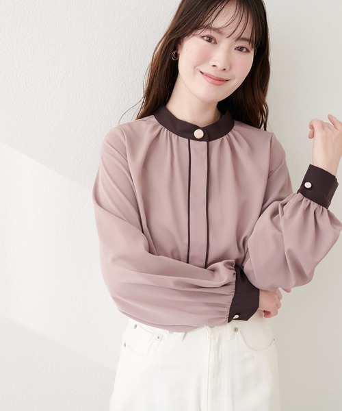 natural couture(ナチュラルクチュール)の「ニュアンスデザイン釦配色ブラウス(シャツ/ブラウス・レディース・ピンク系その他/オフホワイト/ネイビー/ベージュ・FREE)」の22枚目の写真