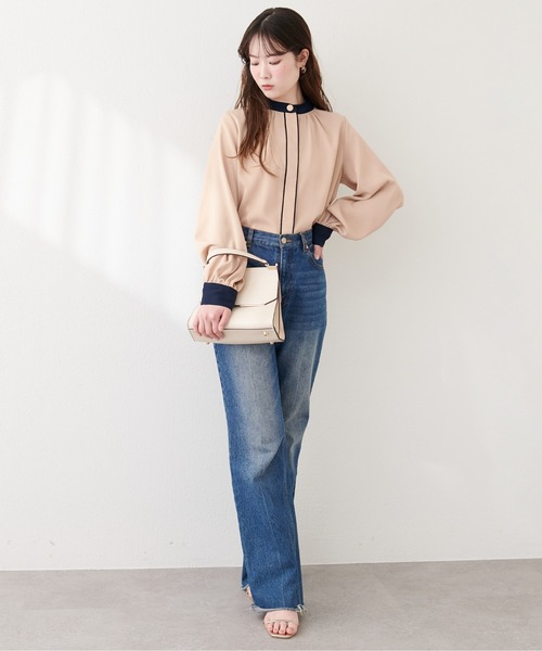 natural couture(ナチュラルクチュール)の「ニュアンスデザイン釦配色ブラウス(シャツ/ブラウス・レディース・ピンク系その他/オフホワイト/ネイビー/ベージュ・FREE)」の13枚目の写真