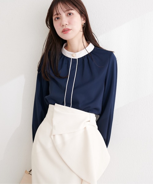 natural couture(ナチュラルクチュール)の「ニュアンスデザイン釦配色ブラウス(シャツ/ブラウス・レディース・ピンク系その他/オフホワイト/ネイビー/ベージュ・FREE)」の17枚目の写真