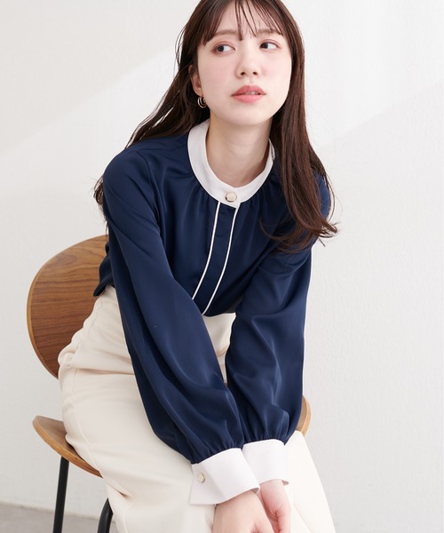 natural couture(ナチュラルクチュール)の「ニュアンスデザイン釦配色ブラウス(シャツ/ブラウス・レディース・ピンク系その他/オフホワイト/ネイビー/ベージュ・FREE)」の18枚目の写真