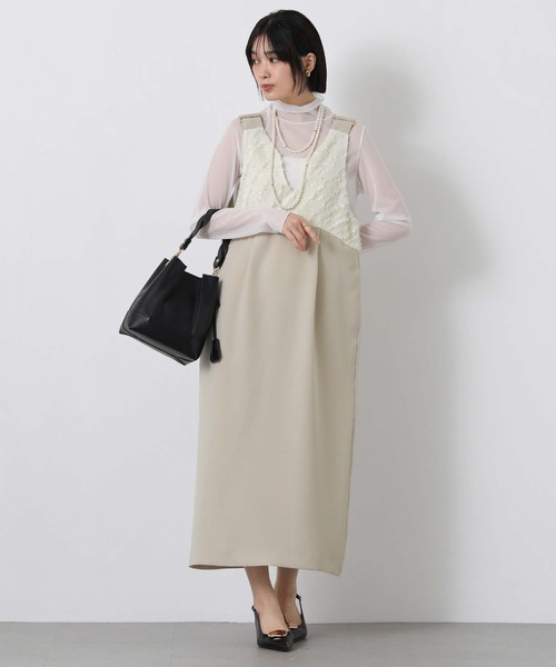 Gready Brilliant（グレディブリリアン）の「ジャガードドッキングジャンバースカート（ジャンパースカート・レディース・ブラック/ベージュ・FREE）」の6枚目の写真