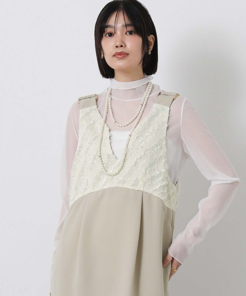 Gready Brilliant（グレディブリリアン）の「ジャガードドッキングジャンバースカート（ジャンパースカート・レディース・ブラック/ベージュ・FREE）」の7枚目の写真