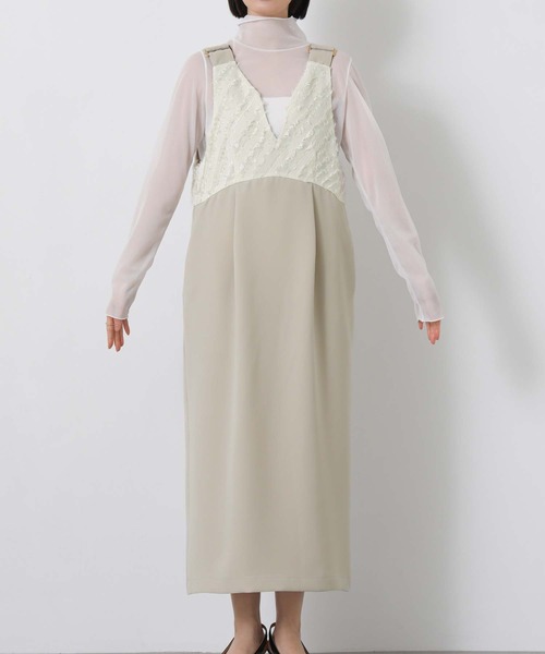 Gready Brilliant（グレディブリリアン）の「ジャガードドッキングジャンバースカート（ジャンパースカート・レディース・ブラック/ベージュ・FREE）」の18枚目の写真