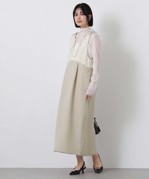 Gready Brilliant（グレディブリリアン）の「ジャガードドッキングジャンバースカート（ジャンパースカート・レディース・ブラック/ベージュ・FREE）」の3枚目の写真