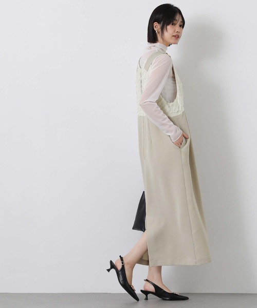 Gready Brilliant（グレディブリリアン）の「ジャガードドッキングジャンバースカート（ジャンパースカート・レディース・ブラック/ベージュ・FREE）」の4枚目の写真