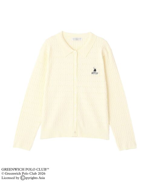 GREENWICH POLO CLUB(グリニッジポロクラブ)の「GREENWICH POLO CLUB(TM) ケーブル襟付ニットカーディガン(カーディガン/ボレロ・レディース・ネイビー/ホワイト系その他2/グレー・FREE)」の12枚目の写真