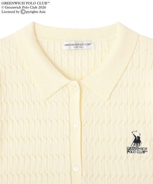GREENWICH POLO CLUB(グリニッジポロクラブ)の「GREENWICH POLO CLUB(TM) ケーブル襟付ニットカーディガン(カーディガン/ボレロ・レディース・ネイビー/ホワイト系その他2/グレー・FREE)」の10枚目の写真