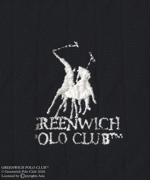 GREENWICH POLO CLUB(グリニッジポロクラブ)の「GREENWICH POLO CLUB(TM) ケーブル襟付ニットカーディガン(カーディガン/ボレロ・レディース・ネイビー/ホワイト系その他2/グレー・FREE)」の5枚目の写真